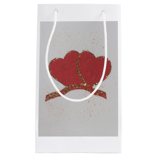 Red heart Valentine's Small Gift Bag (Front)