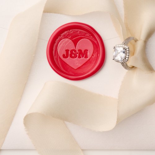 Red heart wax stamp for wedding stationery