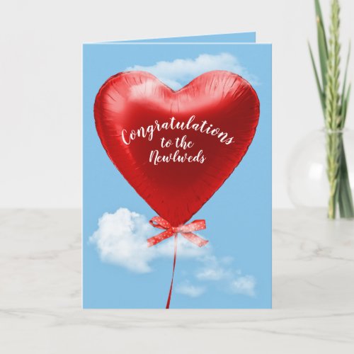 Red Heart  Wedding Balloon  Card