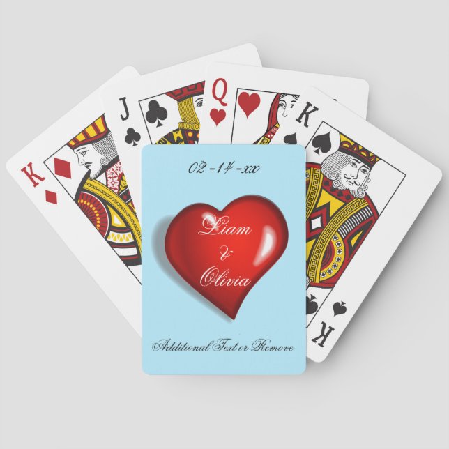 Red Heart Wedding Poker Cards (Back)