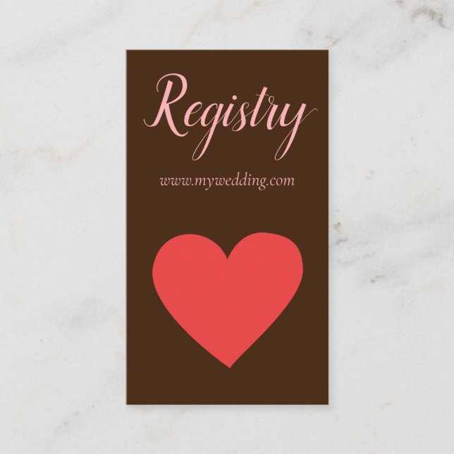 Red Heart Wedding Registry Enclosure Card (Front)