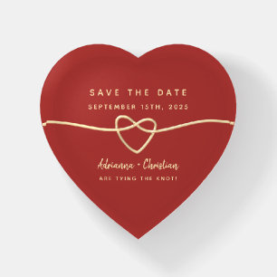 Red Heart Wedding Save The Date Paperweight