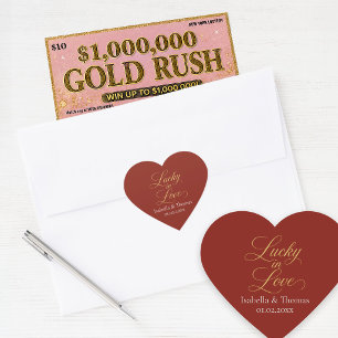 Red Heart Wedding Sticker Lucky in Love