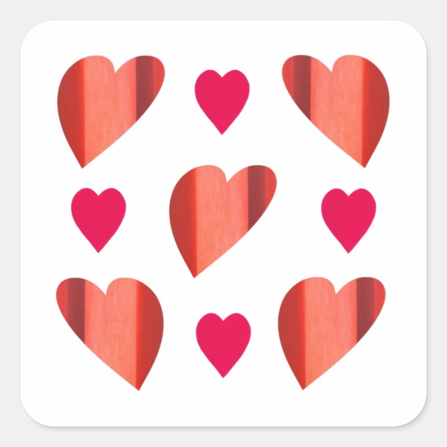 Red Heart Wedding Stickers in various Shades (Front)