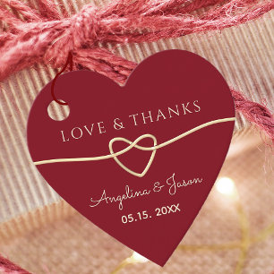 Red Heart Wedding Thank You Favor Tags