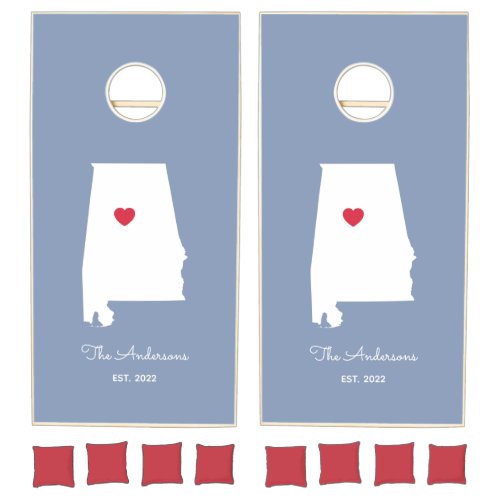 Red Heart White Alabama Dusty Blue Cornhole Set