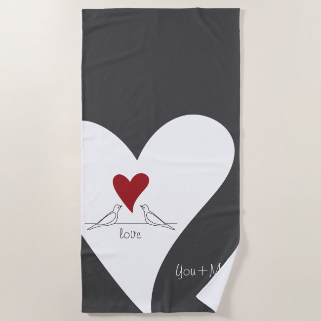Red Heart White Doves In Love Modern Personalized