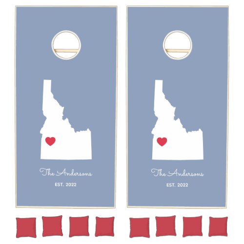Red Heart White Idaho Dusty Blue Cornhole Set