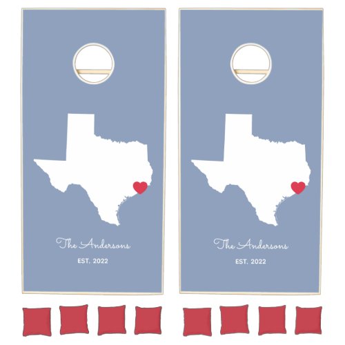 Red Heart White Texas Dusty Blue Cornhole Set