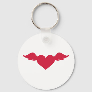 Red heart wings keychain