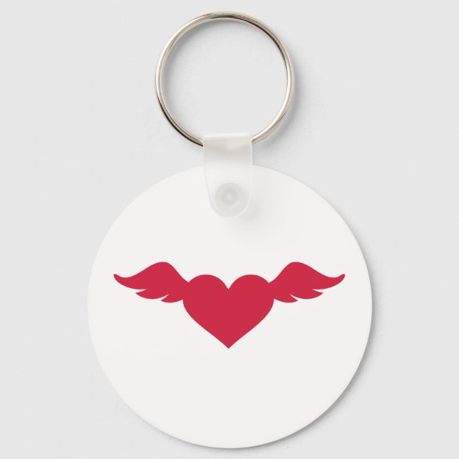 Red heart wings keychain (Front)