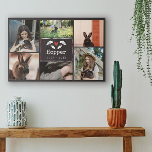 Red Heart Wings Paws Photo Collage Rabbit Memorial Faux Canvas Print