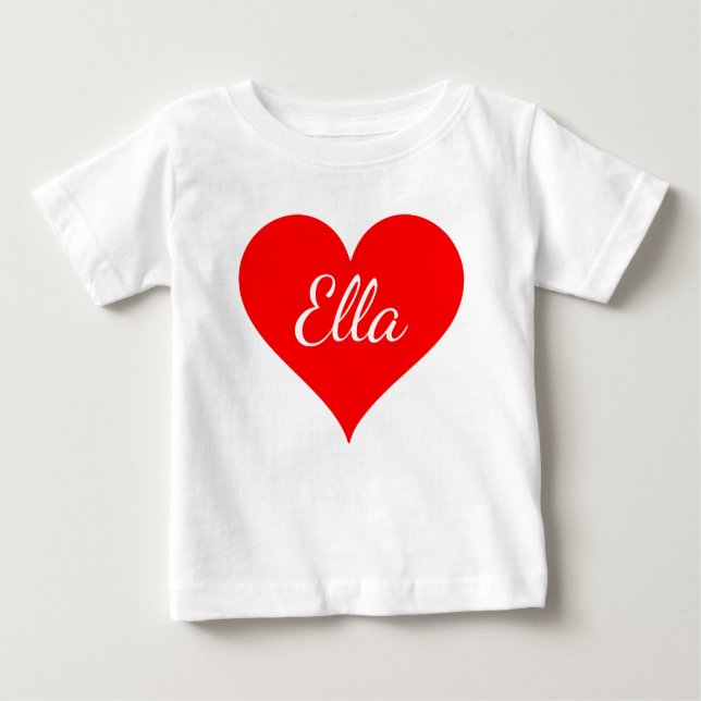 "Red Heart with customizable name" Baby T-Shirt (Front)