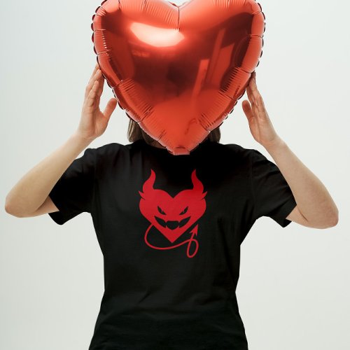 Red Heart with devil horns and a tail T_Shirt
