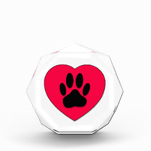 Red Heart With Dog Paw Print Award