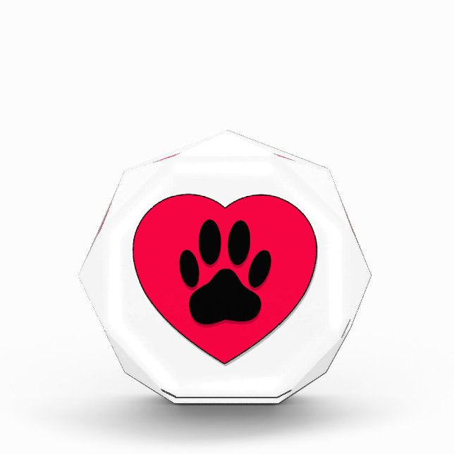 Red Heart With Dog Paw Print Award (Front)