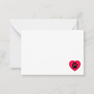 Red Heart With Dog Paw Print Blank Note Card