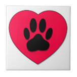 Red Heart With Dog Paw Print Ceramic Tile<br><div class="desc">Cute red heart with dog paw print. Original image.</div>