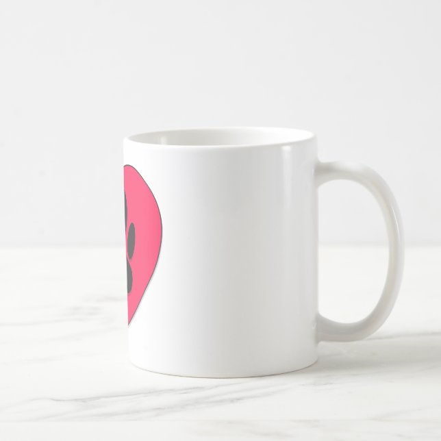 Red Heart With Dog Paw Print Coffee Mug (Right)
