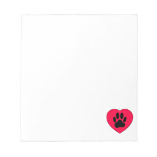 Red Heart With Dog Paw Print Custom Notepad