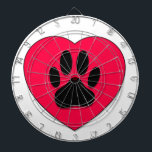 Red Heart With Dog Paw Print Dartboard With Darts<br><div class="desc">Cute red heart with dog paw print. Original image.</div>