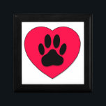 Red Heart With Dog Paw Print Gift Box<br><div class="desc">Cute red heart with dog paw print. Original image.</div>