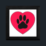 Red Heart With Dog Paw Print Gift Box<br><div class="desc">Cute red heart with dog paw print. Original image.</div>