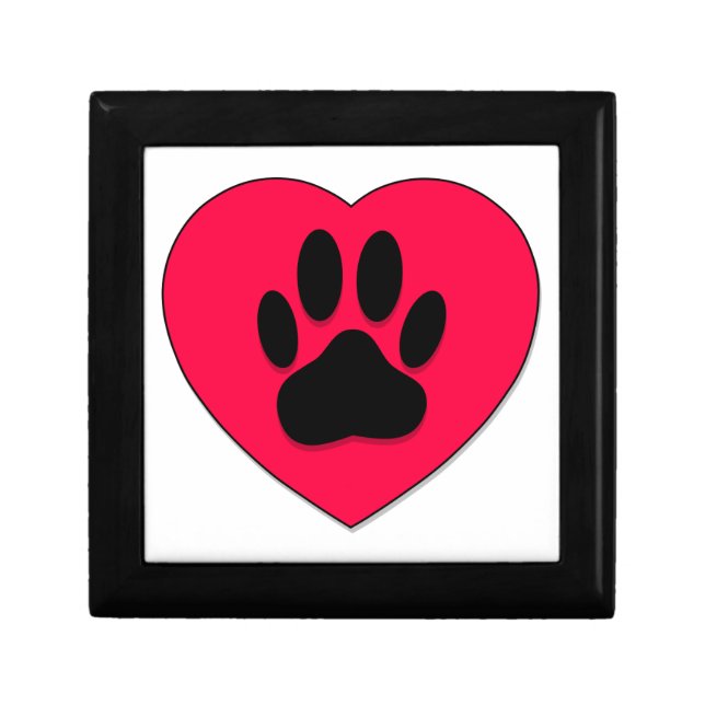 Red Heart With Dog Paw Print Gift Box (Front)