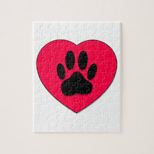 Red Heart With Dog Paw Print Jigsaw Puzzle
