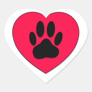 Red Heart With Dog Paw Print Sticker