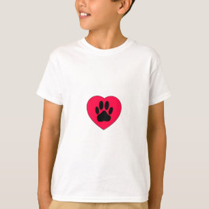 Red Heart With Dog Paw Print T-Shirt