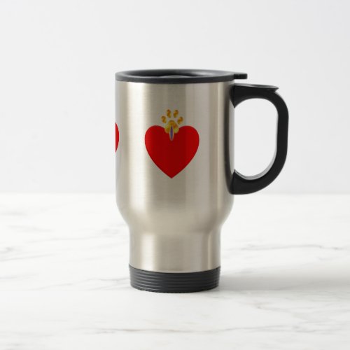 Red heart with golden paw travel mug