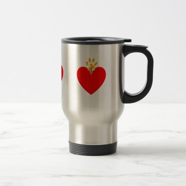 Red heart with golden paw travel mug (Right)