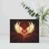 Red Heart with Golden Wings (Standing Front)