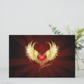 Red Heart with Golden Wings (Standing Front)