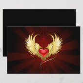 Red Heart with Golden Wings (Front/Back)