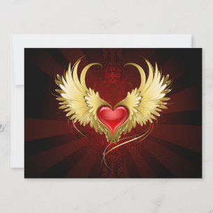 Red Heart with Golden Wings Advice Card