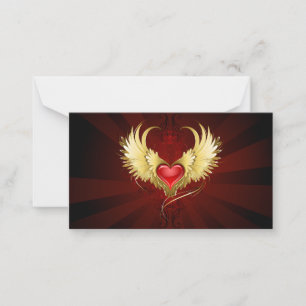 Red Heart with Golden Wings Advice Card
