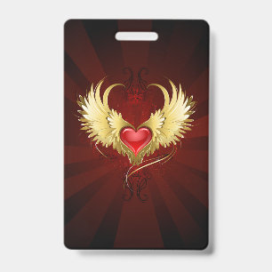 Red Heart with Golden Wings Badge
