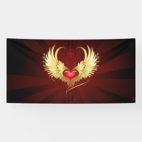 Red Heart with Golden Wings Banner