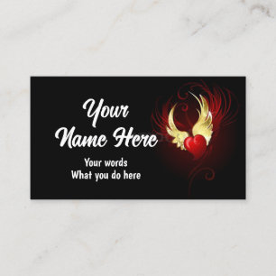 red heart with golden wings business card