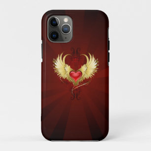 Red Heart with Golden Wings iPhone 11 Pro Case