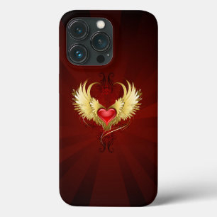 Red Heart with Golden Wings iPhone 13 Pro Case