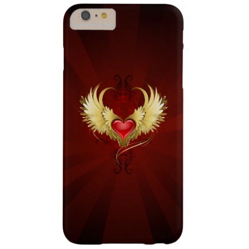 Red Heart with Golden Wings Barely There iPhone 6 Plus Case