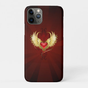 Red Heart with Golden Wings iPhone 11 Pro Case