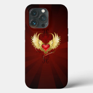 Red Heart with Golden Wings iPhone 13 Pro Case