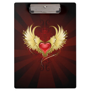 Red Heart with Golden Wings Clipboard