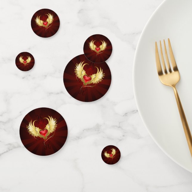 Red Heart with Golden Wings Confetti (Group)