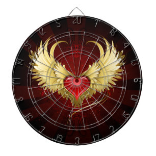 Red Heart with Golden Wings Dart Board