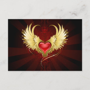 Red Heart with Golden Wings Enclosure Card
